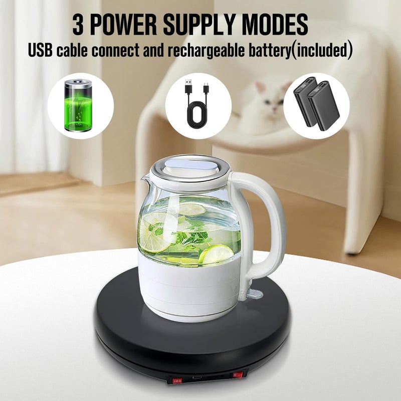 JAYEGT Motorized Rotating Display Stand with LED Light , 10 inch /55lbs Load, 360 Electronic Turntable for Photography Products Shows, Jewelry, Watch (Black / White LED Light / Rechargeable) - Image 5